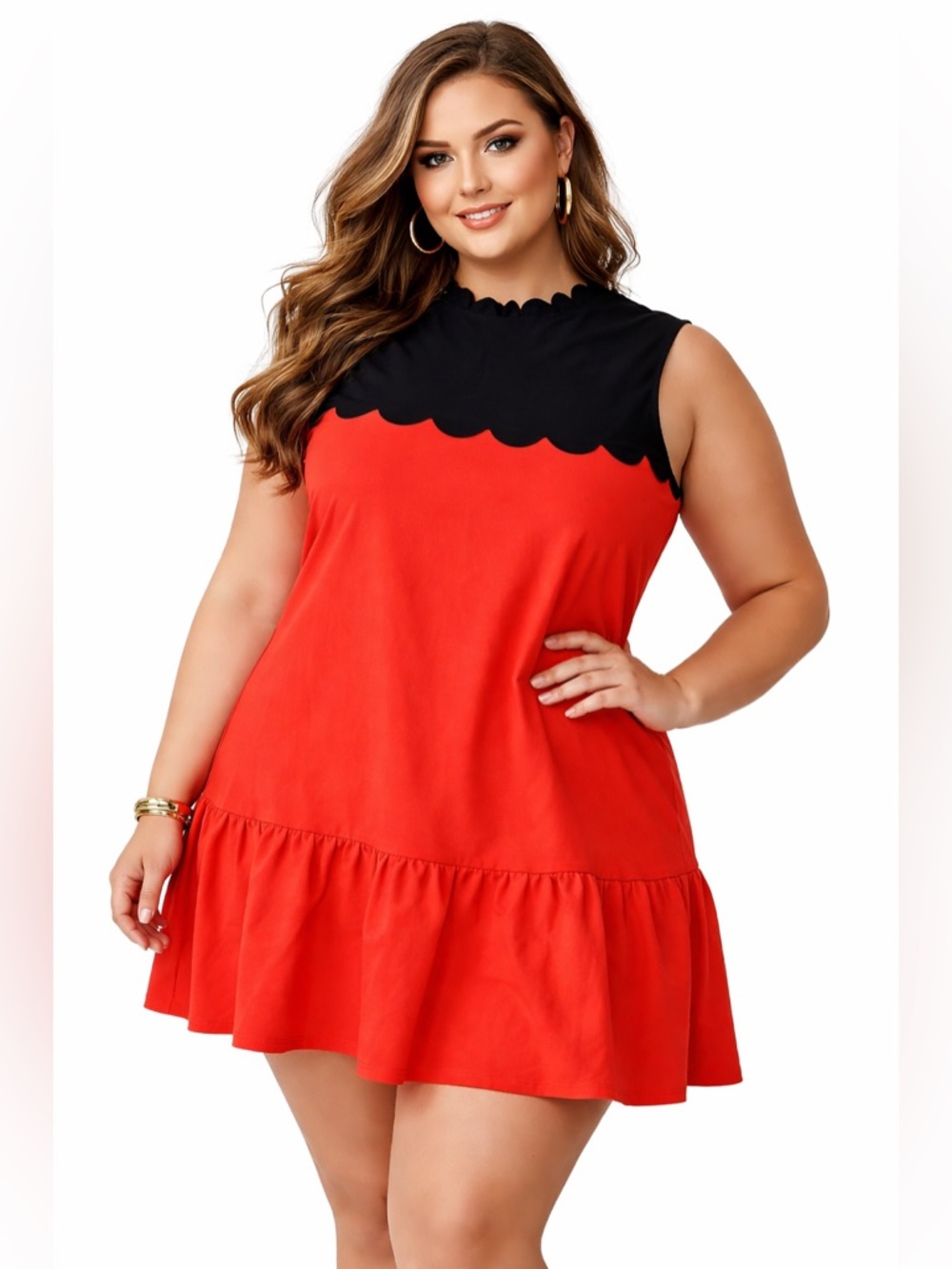 Victoria Beckham Dress Orange Black Plus Sleeveless New 2X